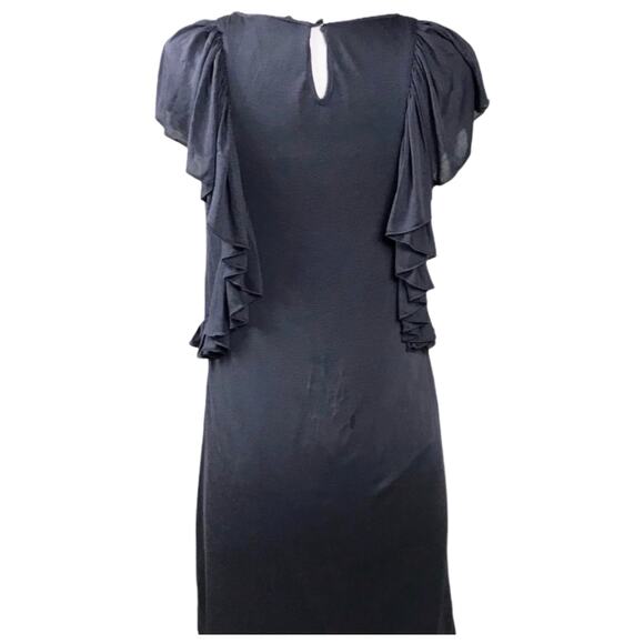 DEVELOPMENT ERICA DAVIES Brown Shift Jersey Dress Flutter Sleeve Viscose Silk 0 - Picture 3 of 9